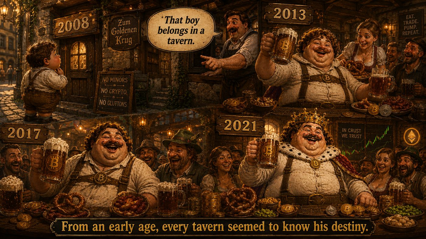 Timeline 2008, 2013, 2017, 2021 — Fatty growing into the tavern king